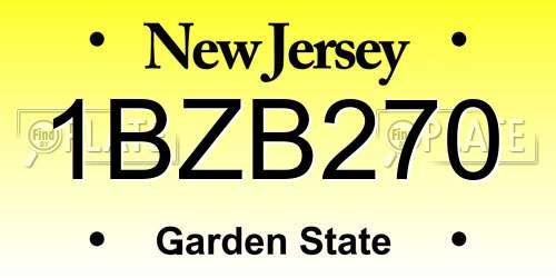 1BZB270 New Jersey License Plate
