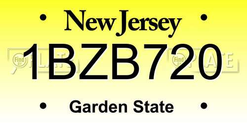 1BZB720 New Jersey License Plate