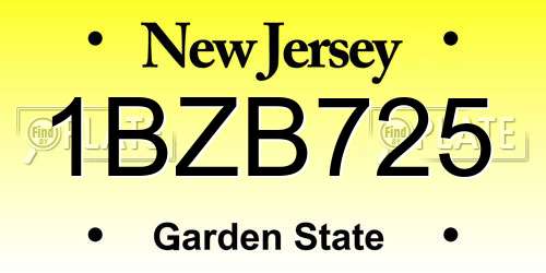 1BZB725 New Jersey License Plate