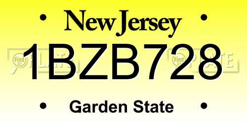 1BZB728 New Jersey License Plate