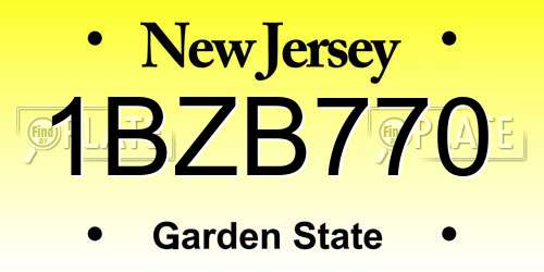 1BZB770 New Jersey License Plate