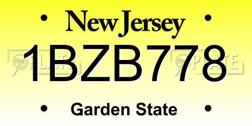 1BZB778 New Jersey License Plate