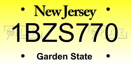 1BZS770 New Jersey License Plate