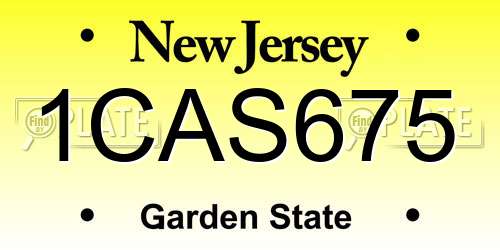 1CAS675 New Jersey License Plate