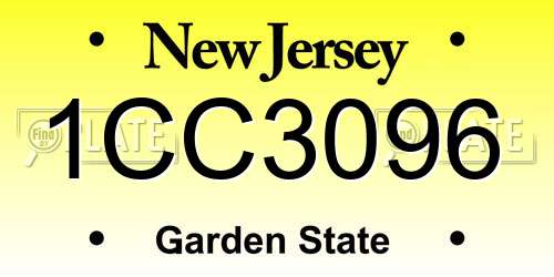 1CC3096 New Jersey License Plate