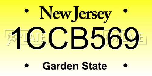 1CCB569 New Jersey License Plate
