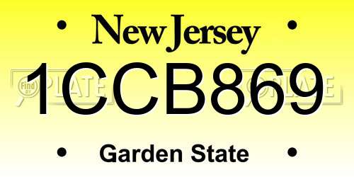 1CCB869 New Jersey License Plate