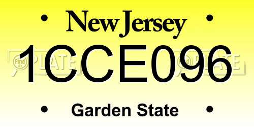 1CCE096 New Jersey License Plate