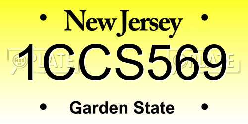 1CCS569 New Jersey License Plate
