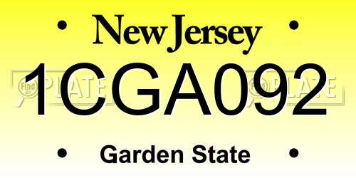 1CGA092 New Jersey License Plate