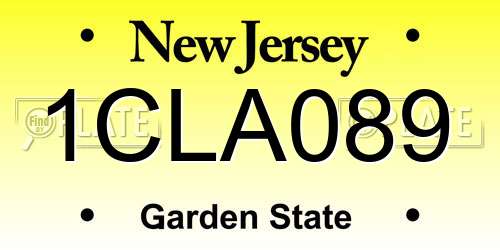 1CLA089 New Jersey License Plate