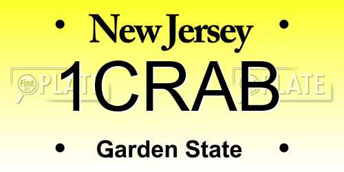 1CRAB New Jersey License Plate