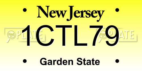 1CTL79 New Jersey License Plate