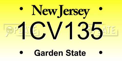 1CV135 New Jersey License Plate