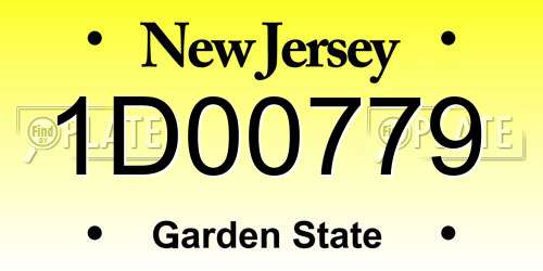 1D00779 New Jersey License Plate
