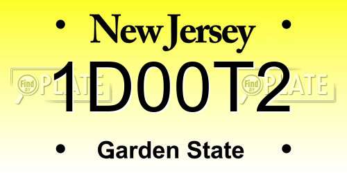 1D00T2 New Jersey License Plate