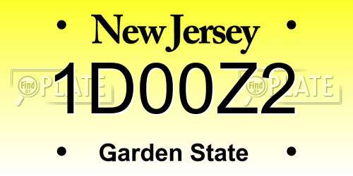 1D00Z2 New Jersey License Plate