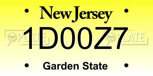 1D00Z7 New Jersey License Plate