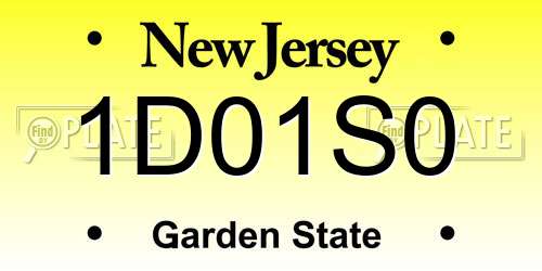 1D01S0 New Jersey License Plate