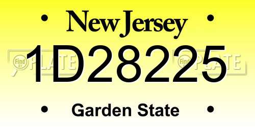 1D28225 New Jersey License Plate