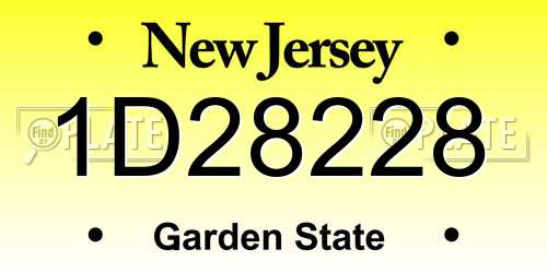 1D28228 New Jersey License Plate