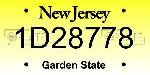 1D28778 New Jersey License Plate