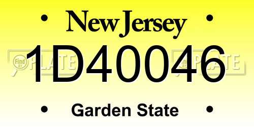 1D40046 New Jersey License Plate