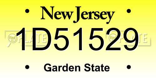 1D51529 New Jersey License Plate