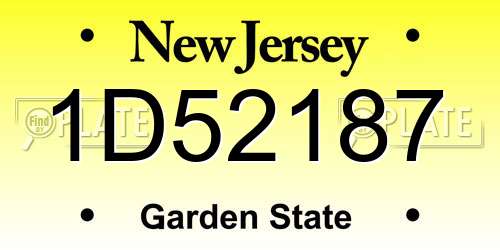 1D52187 New Jersey License Plate