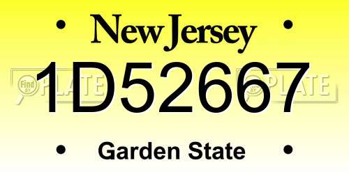 1D52667 New Jersey License Plate