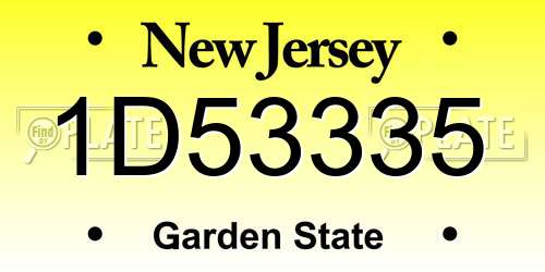 1D53335 New Jersey License Plate