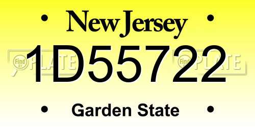 1D55722 New Jersey License Plate