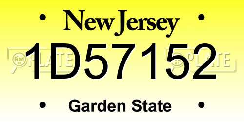 1D57152 New Jersey License Plate