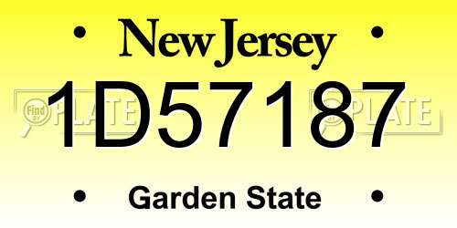 1D57187 New Jersey License Plate