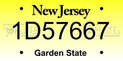 1D57667 New Jersey License Plate
