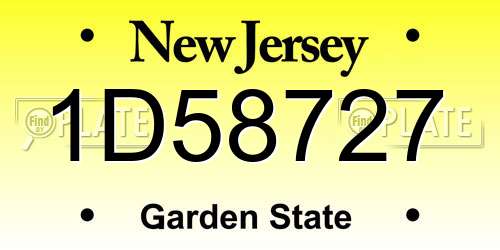 1D58727 New Jersey License Plate