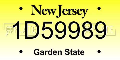 1D59989 New Jersey License Plate