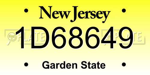 1D68649 New Jersey License Plate