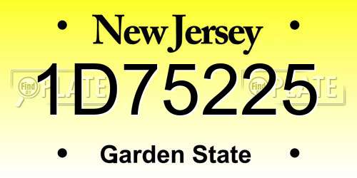 1D75225 New Jersey License Plate