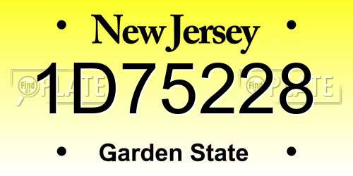 1D75228 New Jersey License Plate