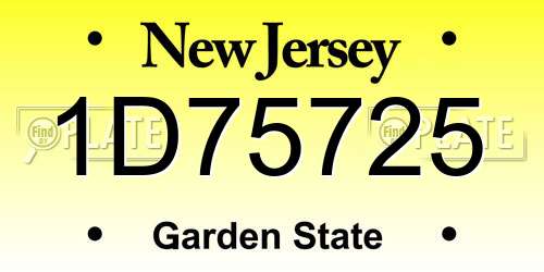 1D75725 New Jersey License Plate