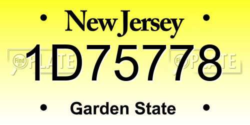 1D75778 New Jersey License Plate