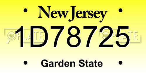 1D78725 New Jersey License Plate