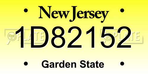 1D82152 New Jersey License Plate