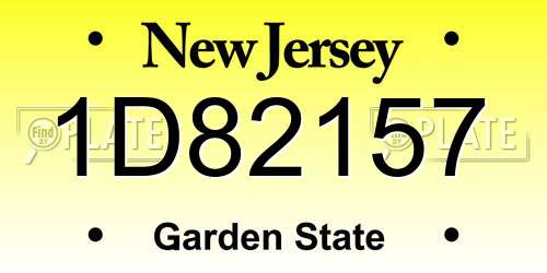 1D82157 New Jersey License Plate
