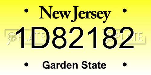 1D82182 New Jersey License Plate
