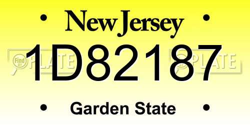 1D82187 New Jersey License Plate