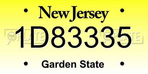 1D83335 New Jersey License Plate