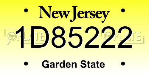 1D85222 New Jersey License Plate