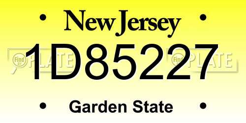 1D85227 New Jersey License Plate